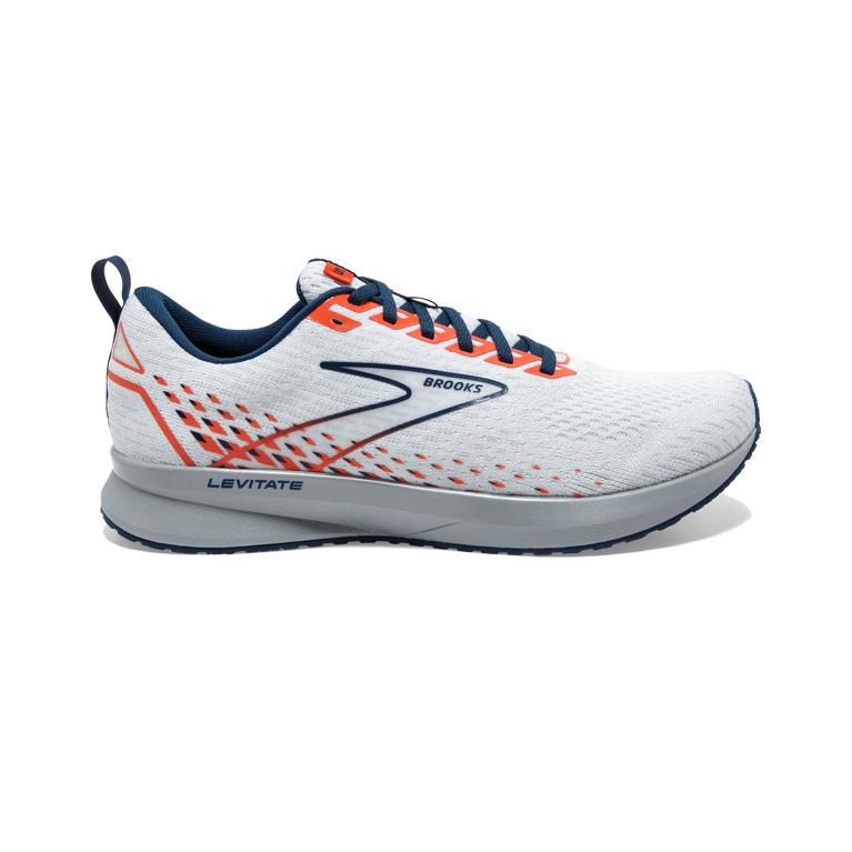 Brooks Levitate 5 Men's Road Running Shoes - White/Titan/Flame (38507-DMBQ)